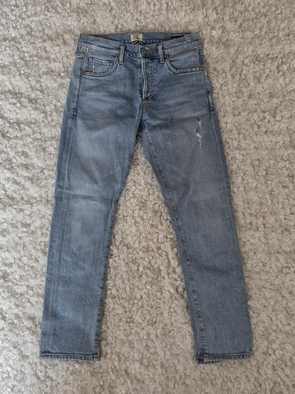 Citizens of Humanity Emerson Slim Boyfriend Jeans Light Wash Distressed Grunge - Picture 2 of 16